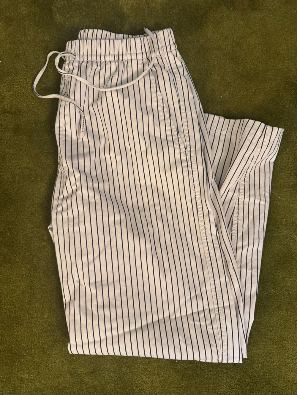 GAP cream Joggers with Navy Pinstripes